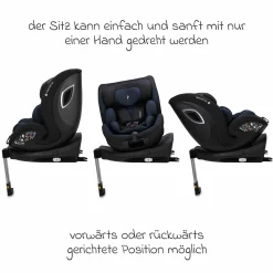Reboarder-Kindersitz Hero 360 SL ab Geburt - 4 Jahre (40 cm -105 cm) drehbar inkl. Isofix-Basis - Twill Navy - Kollektion 2025