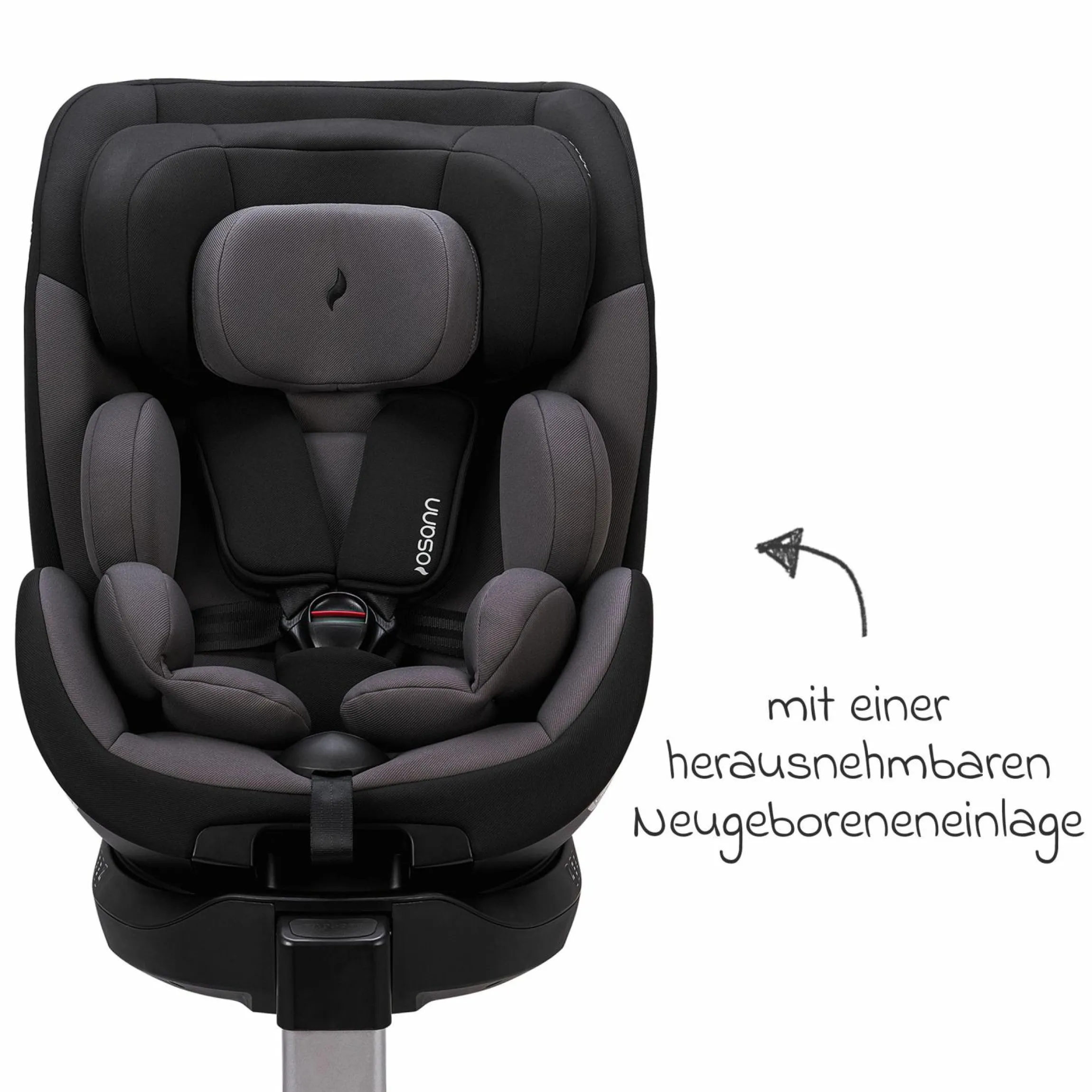 Reboarder-Kindersitz Hero 360 SL ab Geburt - 4 Jahre (40 cm -105 cm) drehbar inkl. Isofix-Basis - Twill Black - Kollektion 2025