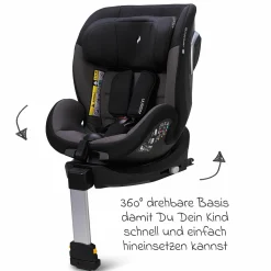 Reboarder-Kindersitz Hero 360 SL ab Geburt - 4 Jahre (40 cm -105 cm) drehbar inkl. Isofix-Basis - Twill Black - Kollektion 2025