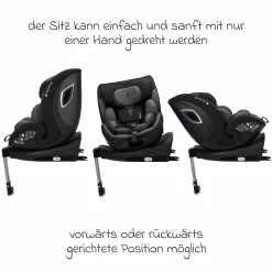 Reboarder-Kindersitz Hero 360 SL ab Geburt - 4 Jahre (40 cm -105 cm) drehbar inkl. Isofix-Basis - Twill Black - Kollektion 2025