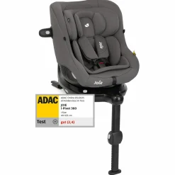 Reboarder-Kindersitz i-Pivot 360 drehbar i-Size ab Geburt - 4 Jahre (40 cm - 105 cm) inkl. Isofix-Basis mit Stützfuß - Thunder