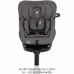 Reboarder-Kindersitz i-Pivot 360 drehbar i-Size ab Geburt - 4 Jahre (40 cm - 105 cm) inkl. Isofix-Basis mit Stützfuß - Thunder