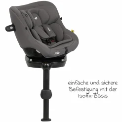 Reboarder-Kindersitz i-Pivot 360 drehbar i-Size ab Geburt - 4 Jahre (40 cm - 105 cm) inkl. Isofix-Basis mit Stützfuß - Thunder