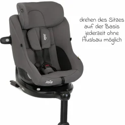 Reboarder-Kindersitz i-Pivot 360 drehbar i-Size ab Geburt - 4 Jahre (40 cm - 105 cm) inkl. Isofix-Basis mit Stützfuß - Thunder