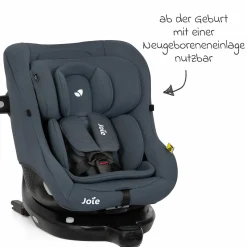 Reboarder-Kindersitz i-Pivot 360 drehbar i-Size ab Geburt - 4 Jahre (40 cm - 105 cm) inkl. Isofix-Basis mit Stützfuß - Dark Slate