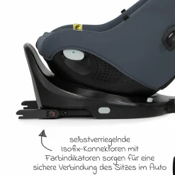Reboarder-Kindersitz i-Pivot 360 drehbar i-Size ab Geburt - 4 Jahre (40 cm - 105 cm) inkl. Isofix-Basis mit Stützfuß - Dark Slate