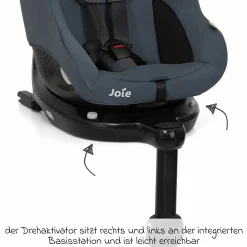 Reboarder-Kindersitz i-Pivot 360 drehbar i-Size ab Geburt - 4 Jahre (40 cm - 105 cm) inkl. Isofix-Basis mit Stützfuß - Dark Slate
