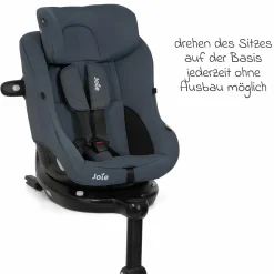 Reboarder-Kindersitz i-Pivot 360 drehbar i-Size ab Geburt - 4 Jahre (40 cm - 105 cm) inkl. Isofix-Basis mit Stützfuß - Dark Slate