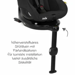 Reboarder-Kindersitz i-Pivot 360 drehbar i-Size ab Geburt - 4 Jahre (40 cm - 105 cm) inkl. Isofix-Basis mit Stützfuß - Shale
