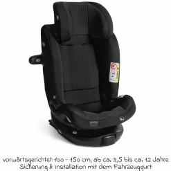 Reboarder-Kindersitz i-Spin XL i-Size 360° drehbar ab Geburt - 12 Jahre (40 cm -150 cm) inkl. Sitzverkleinerer & Isofix-Basis - Signature - Eclipse