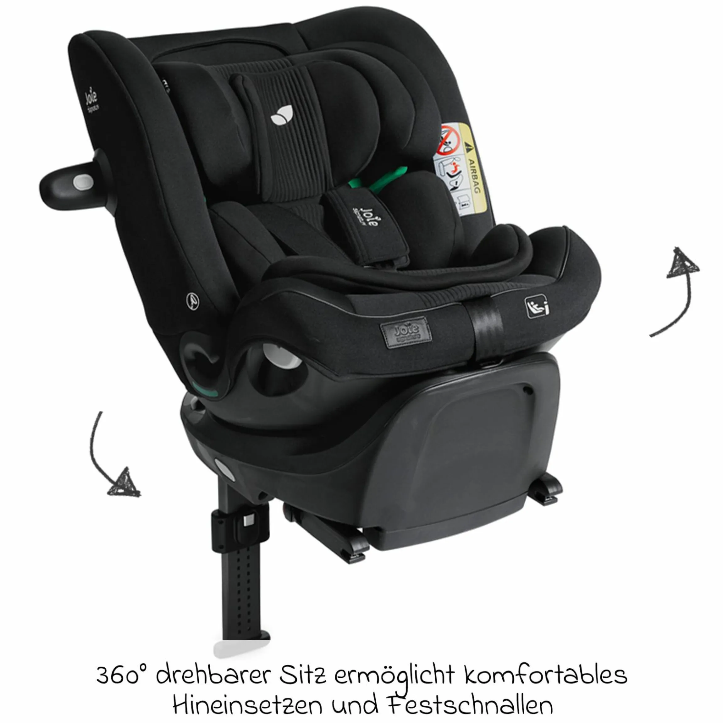 Reboarder-Kindersitz i-Spin XL i-Size 360° drehbar ab Geburt - 12 Jahre (40 cm -150 cm) inkl. Sitzverkleinerer & Isofix-Basis - Signature - Eclipse