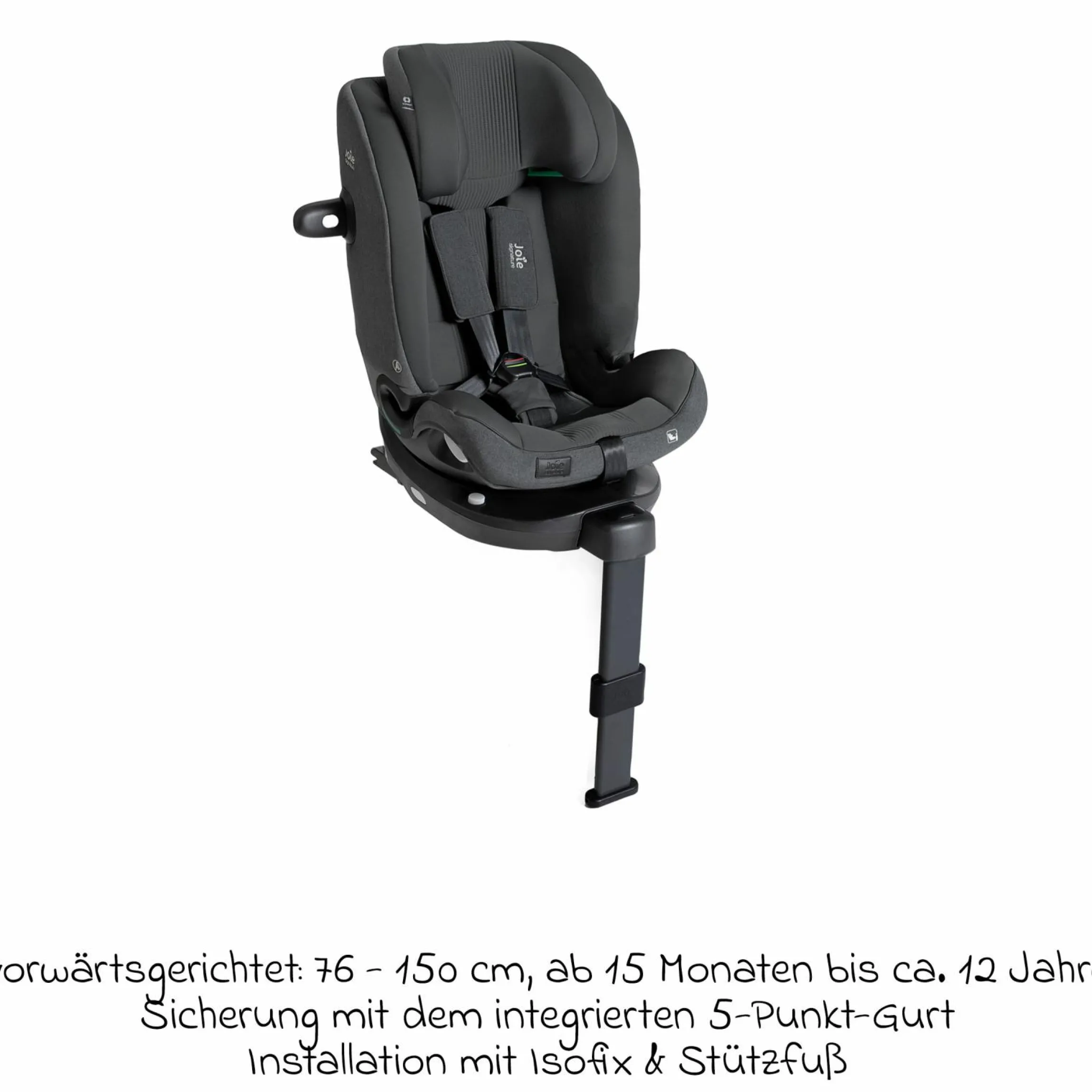 Reboarder-Kindersitz i-Spin XL i-Size 360° drehbar ab Geburt - 12 Jahre (40 cm -150 cm) inkl. Sitzverkleinerer & Isofix-Basis - Signature - Ebony