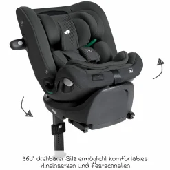 Reboarder-Kindersitz i-Spin XL i-Size 360° drehbar ab Geburt - 12 Jahre (40 cm -150 cm) inkl. Sitzverkleinerer & Isofix-Basis - Signature - Ebony