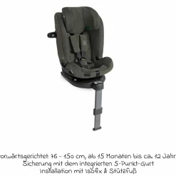Reboarder-Kindersitz i-Spin XL i-Size 360° drehbar ab Geburt - 12 Jahre (40 cm -150 cm) inkl. Sitzverkleinerer & Isofix-Basis - Signature - Evergreen