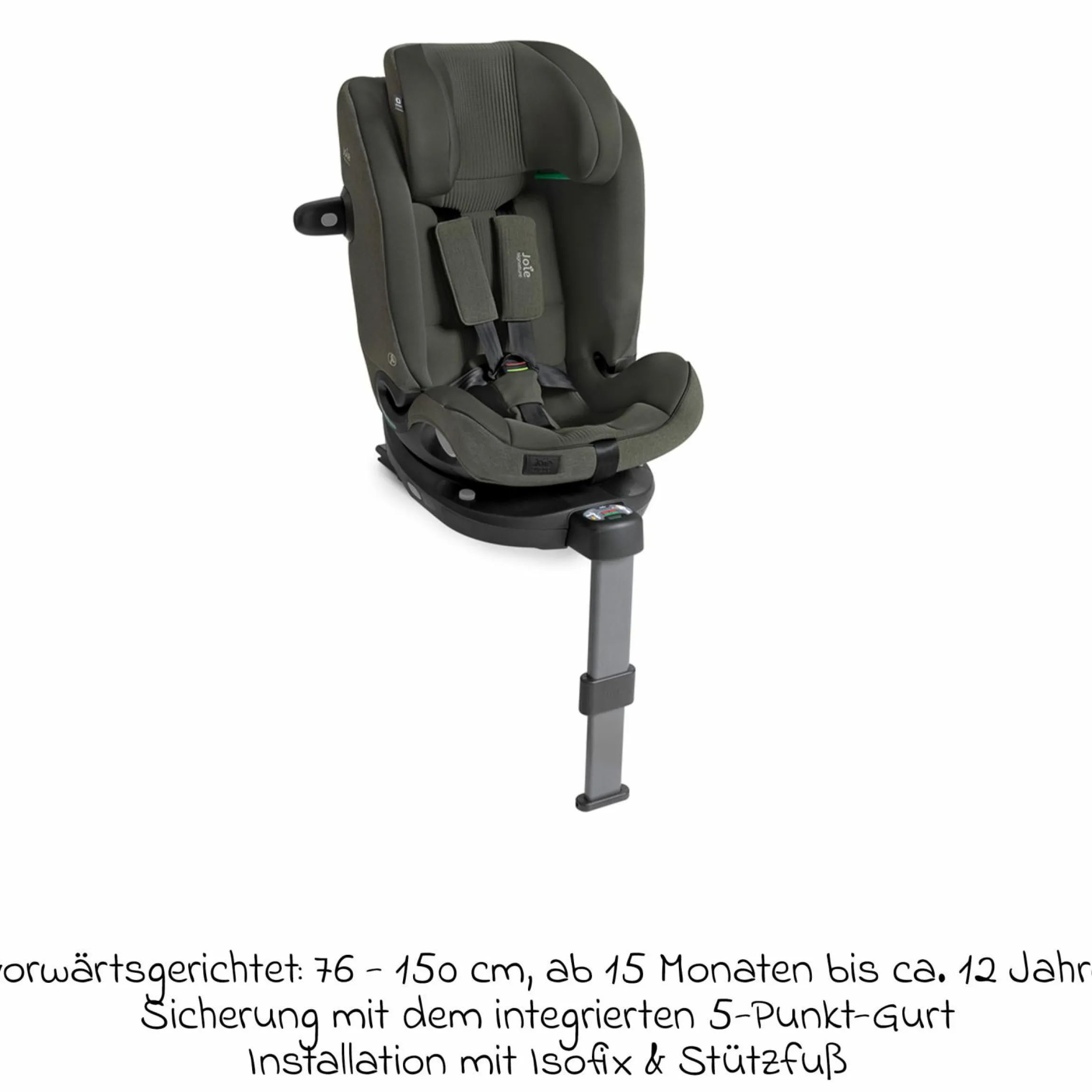 Reboarder-Kindersitz i-Spin XL i-Size 360° drehbar ab Geburt - 12 Jahre (40 cm -150 cm) inkl. Sitzverkleinerer & Isofix-Basis - Signature - Evergreen