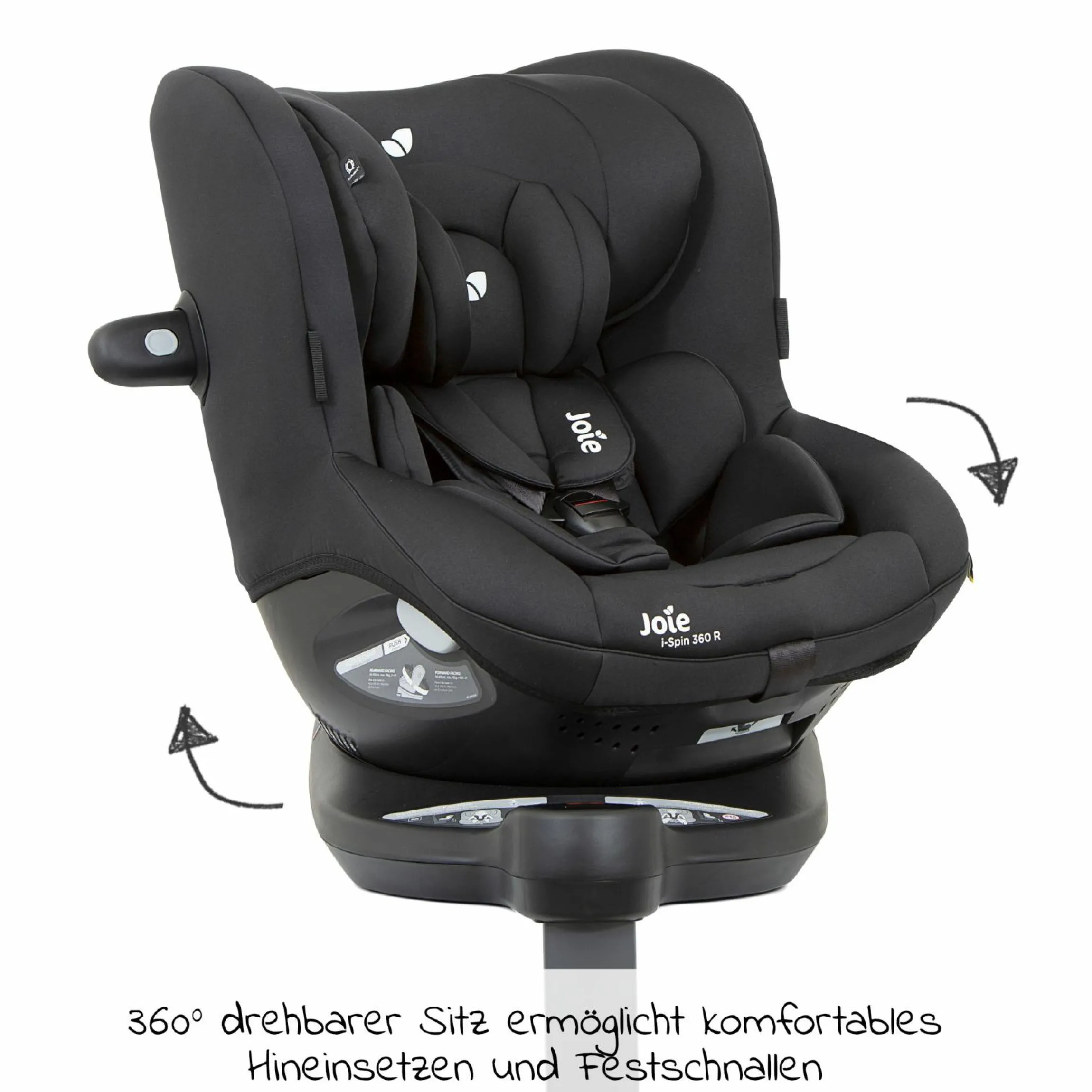 Reboarder-Kindersitz i-Spin 360 R i-Size - ab Geburt - 4 Jahre (40-105 cm) mit Isofix-Basis - Coal