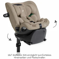 Reboarder-Kindersitz i-Spin XL i-Size 360° drehbar ab Geburt - 12 Jahre (40 cm -150 cm) inkl. Sitzverkleinerer & Isofix-Basis - Signature - Sandstone