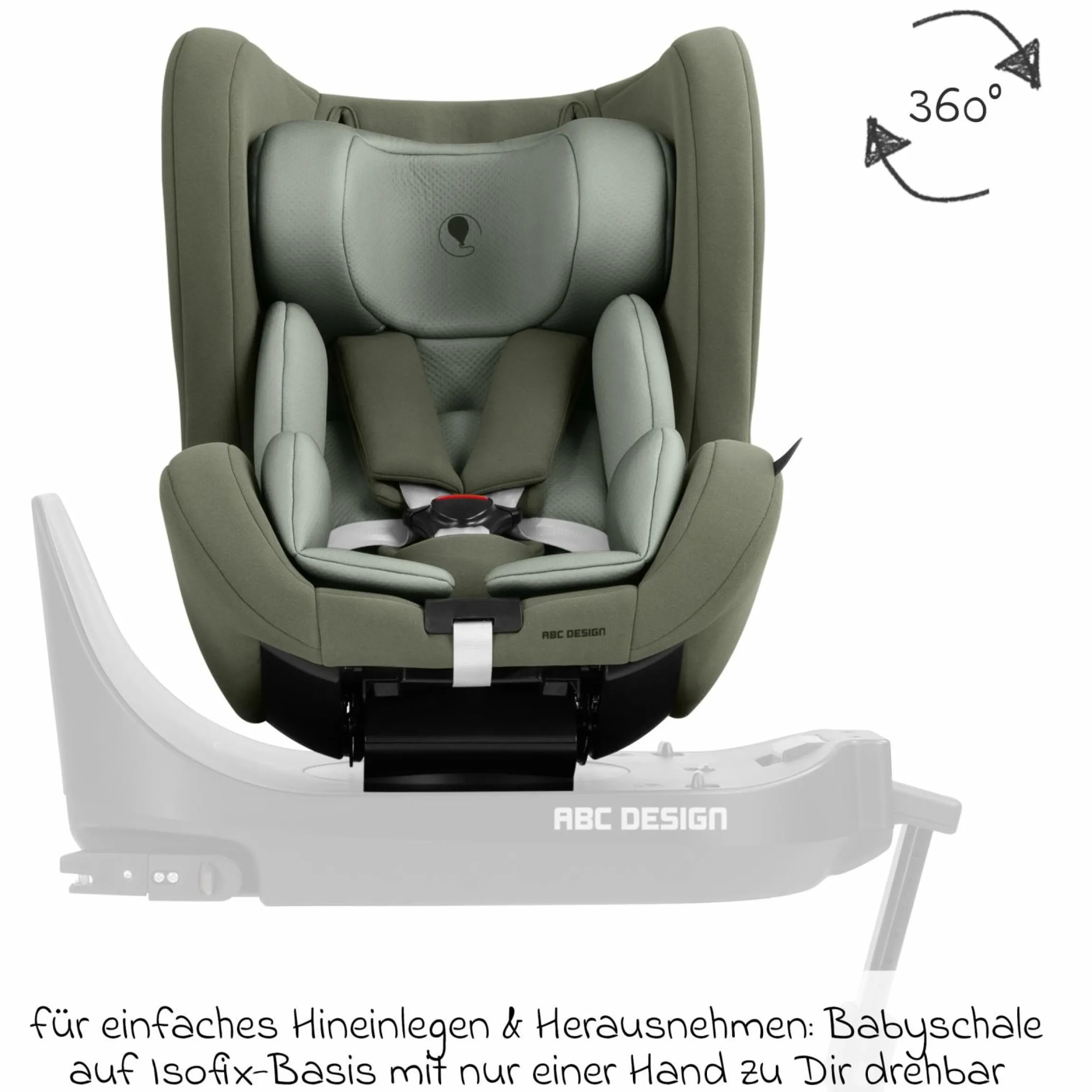 Reboarder-Kindersitz Lily i-Size ab Geburt - 4 Jahre (45 cm - 105 cm) inkl. Sitzverkleinerer - Sage - Kollektion 2025