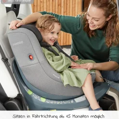 Reboarder-Kindersitz Marie³ i-Size ab Geburt - 4 Jahre (40 cm - 105 cm, 18 kg) 360 ° drehbar inkl. Neugeboreneneinlage, verstellbare Kopfstütze & Isofix - Sesame Grey