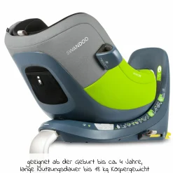Reboarder-Kindersitz Marie³ i-Size ab Geburt - 4 Jahre (40 cm - 105 cm, 18 kg) 360 ° drehbar inkl. Neugeboreneneinlage, verstellbare Kopfstütze & Isofix - Lime Sesame Grey
