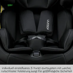 Reboarder-Kindersitz One 360 SL i-Size drehbar ab Geburt - 12 Jahre (40 cm - 150 cm) inkl. Isofix-Basis mit Stützfuß - All Black