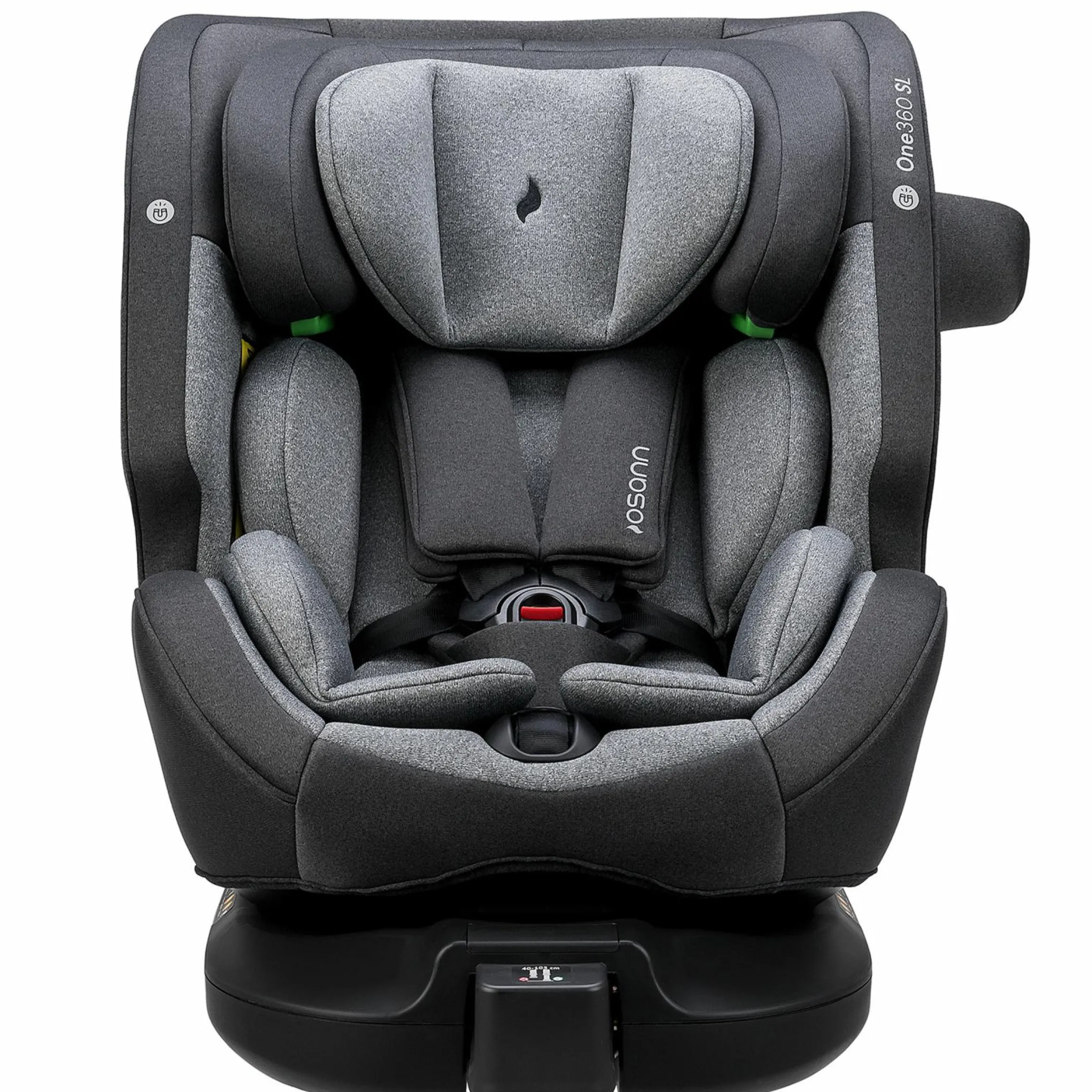 Reboarder-Kindersitz One 360 SL i-Size drehbar ab Geburt - 12 Jahre (40 cm - 150 cm) inkl. Isofix-Basis mit Stützfuß - Universe Grey