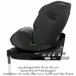Reboarder-Kindersitz One 360 SL i-Size drehbar ab Geburt - 12 Jahre (40 cm - 150 cm) inkl. Isofix-Basis mit Stützfuß - Universe Grey