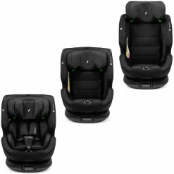 Reboarder-Kindersitz One360 i-Size ab Geburt - 12 Jahre (40 cm - 150 cm) 360° drehbar mit Isofix-Basis & Top-Tether - All Black - Kollektion 2025