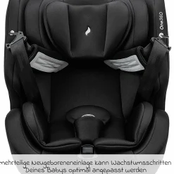 Reboarder-Kindersitz One360 i-Size ab Geburt - 12 Jahre (40 cm - 150 cm) 360° drehbar mit Isofix-Basis & Top-Tether - All Black - Kollektion 2025