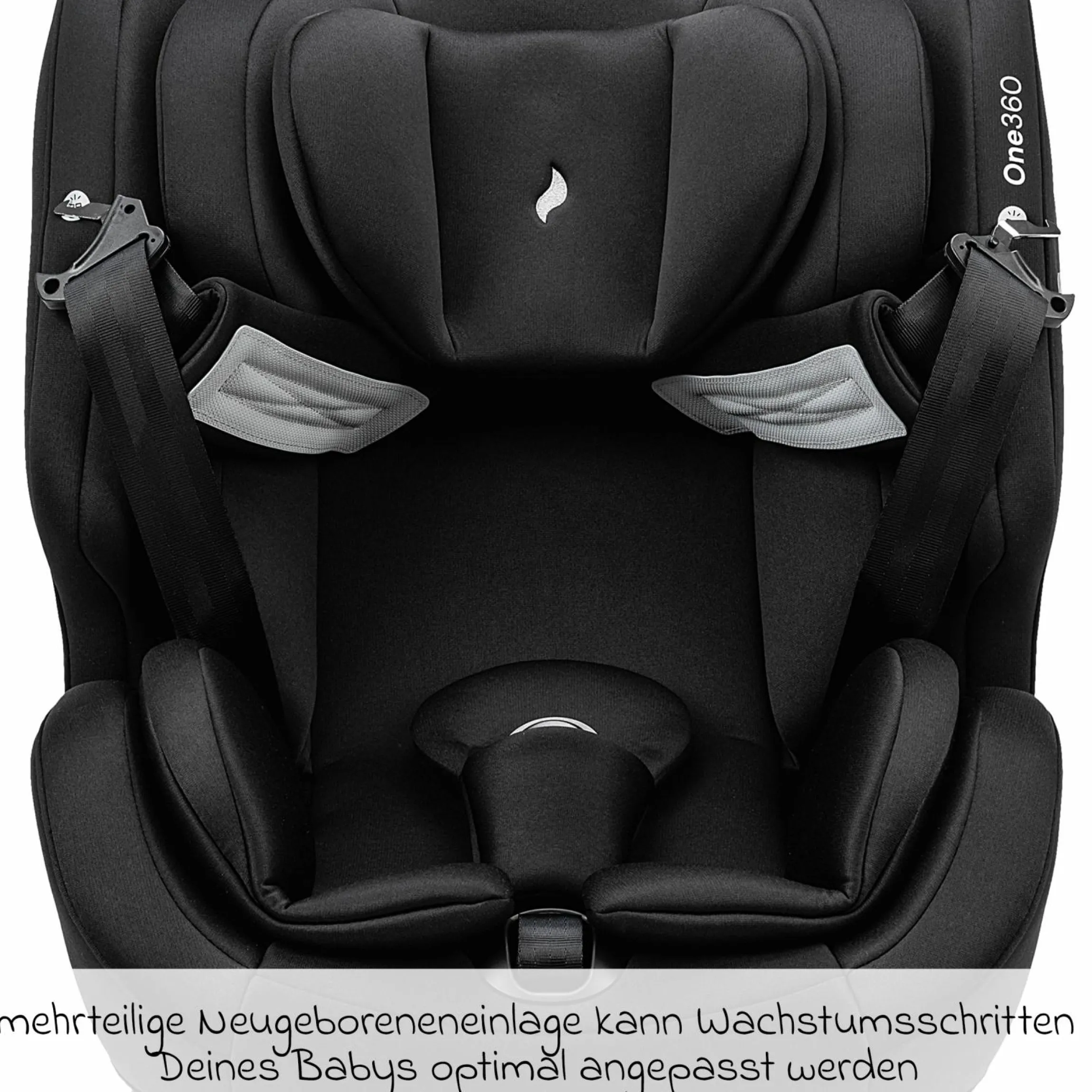 Reboarder-Kindersitz One360 i-Size ab Geburt - 12 Jahre (40 cm - 150 cm) 360° drehbar mit Isofix-Basis & Top-Tether - All Black - Kollektion 2025