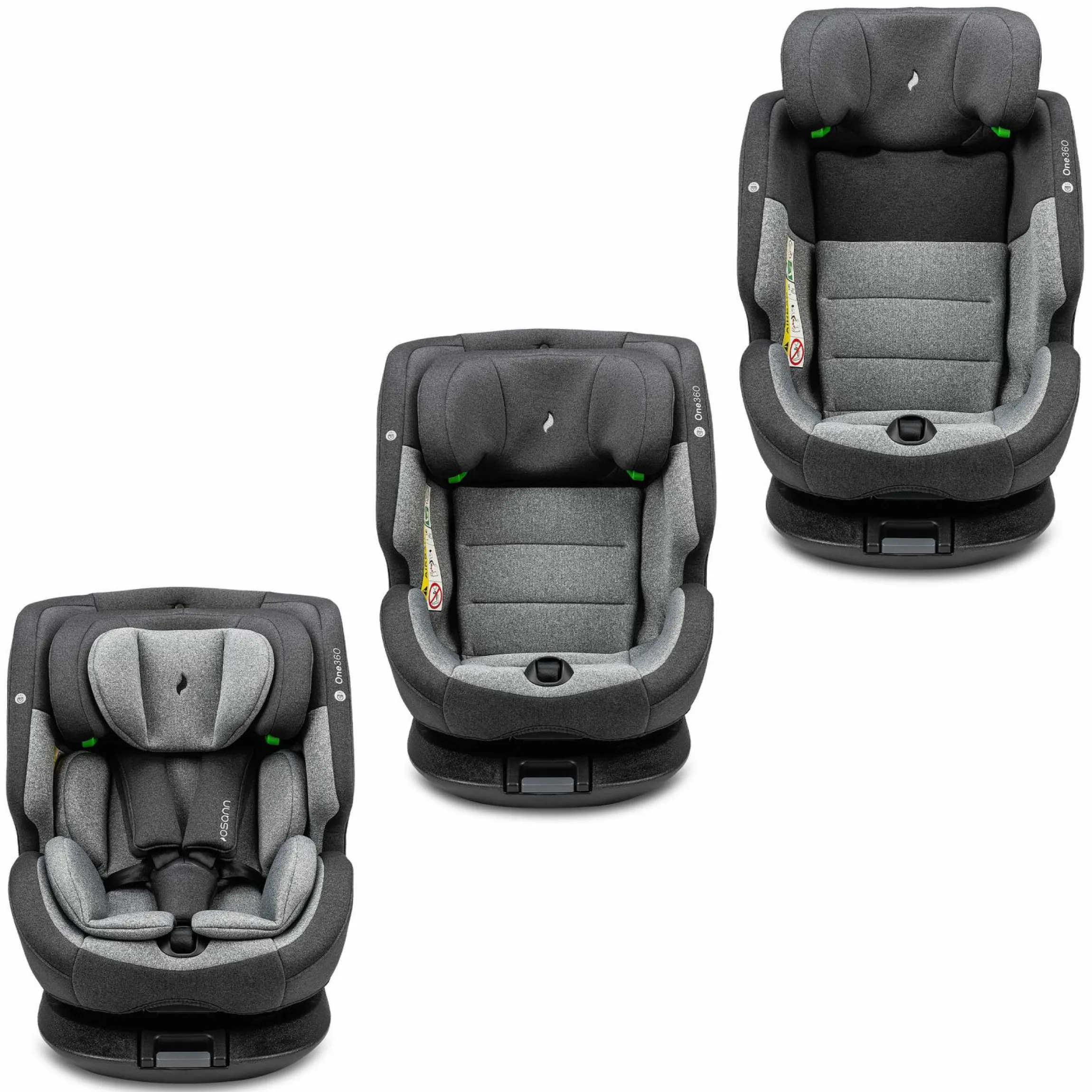 Reboarder-Kindersitz One360 i-Size ab Geburt - 12 Jahre (40 cm - 150 cm) 360° drehbar mit Isofix-Basis & Top-Tether - Universe Grey - Kollektion 2025