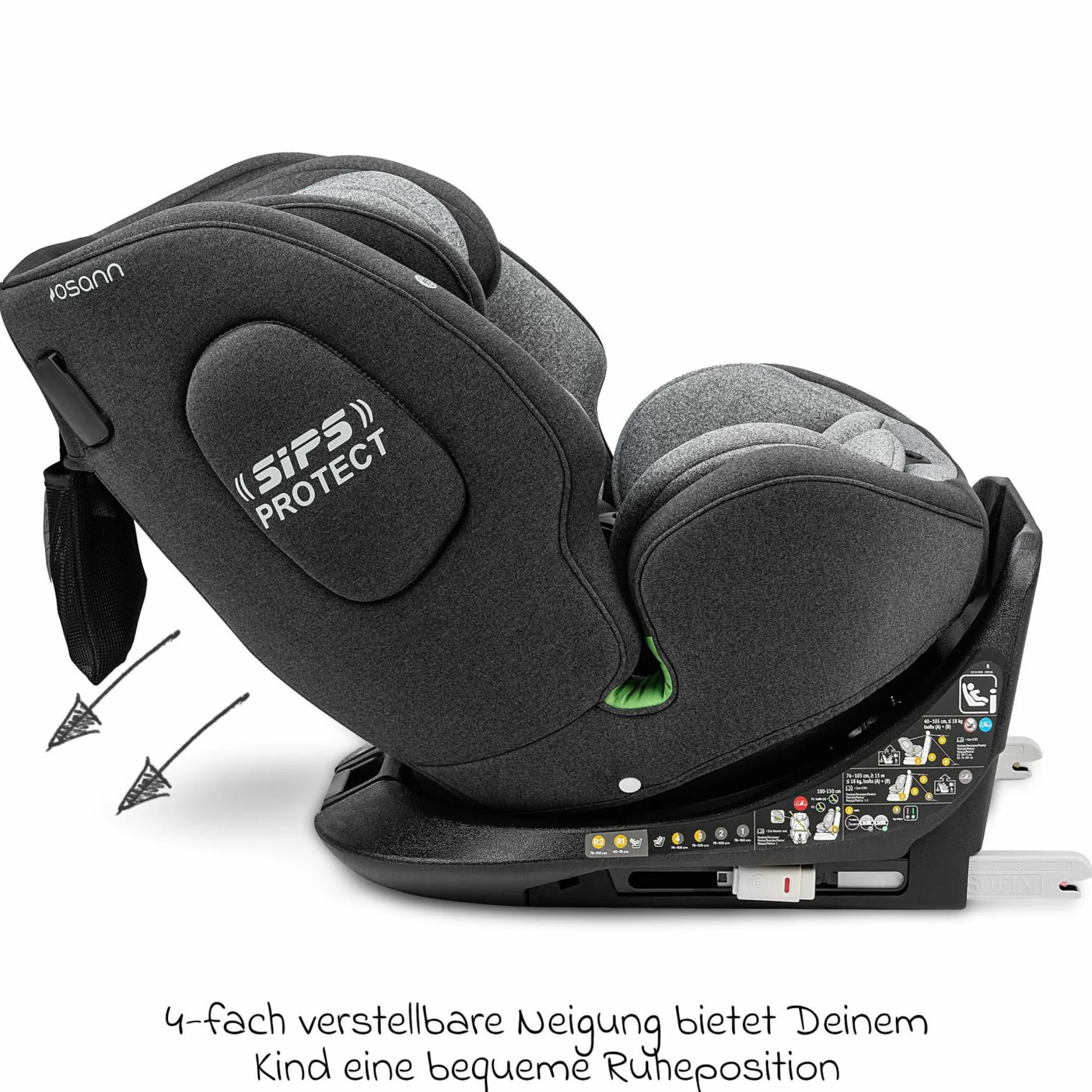 Reboarder-Kindersitz One360 i-Size ab Geburt - 12 Jahre (40 cm - 150 cm) 360° drehbar mit Isofix-Basis & Top-Tether - Universe Grey - Kollektion 2025