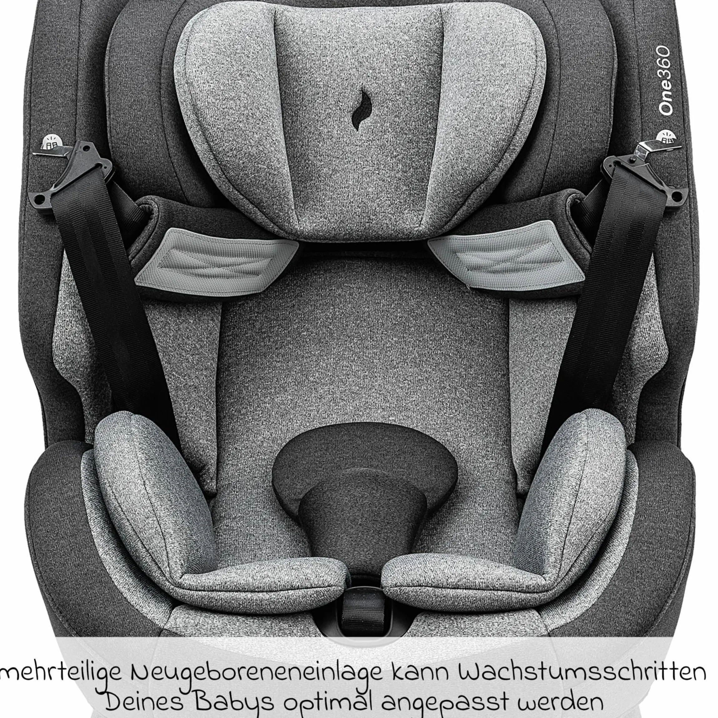 Reboarder-Kindersitz One360 i-Size ab Geburt - 12 Jahre (40 cm - 150 cm) 360° drehbar mit Isofix-Basis & Top-Tether - Universe Grey - Kollektion 2025