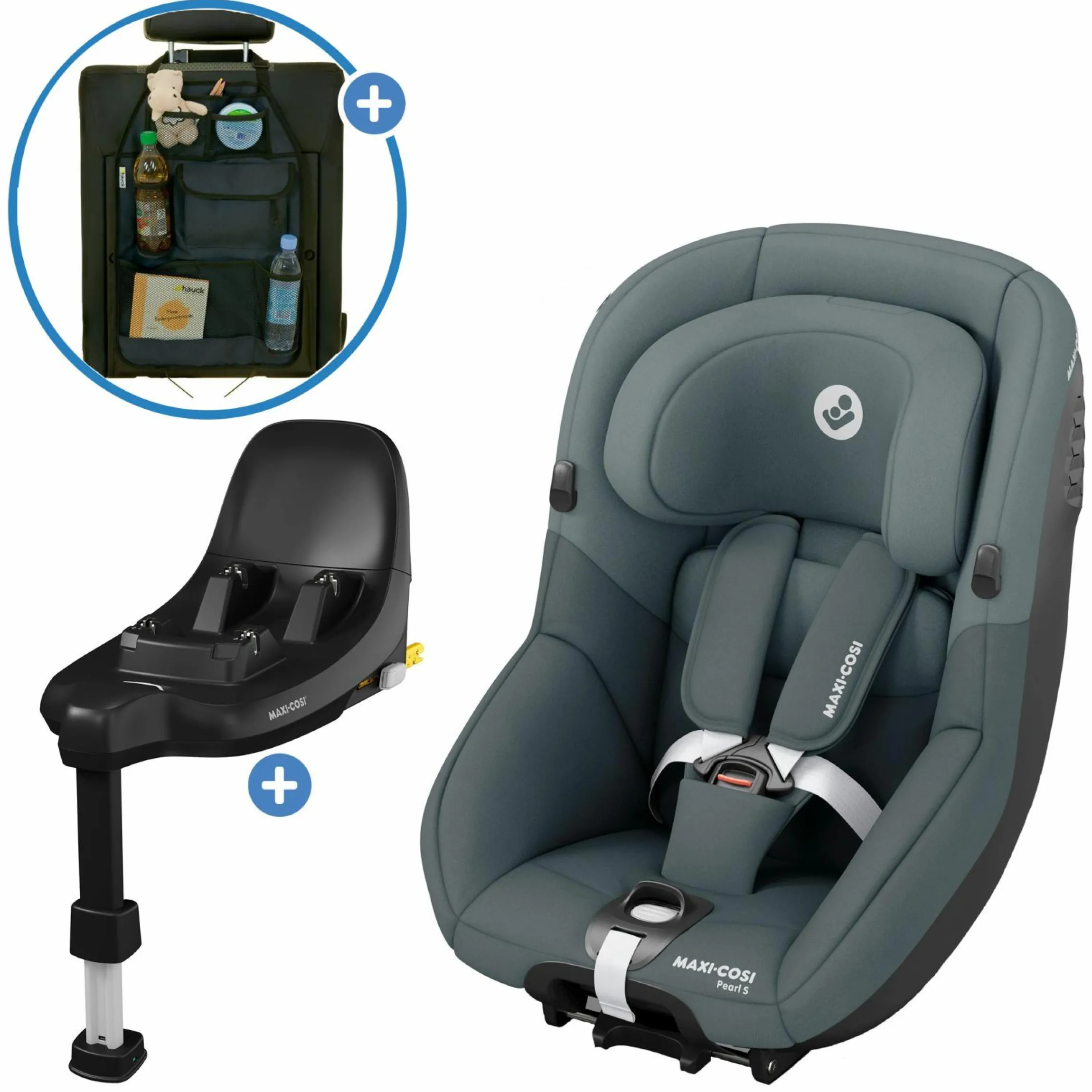Reboarder-Kindersitz Pearl S i-Size ab 3 Monate - 4 Jahre (61 cm - 105 cm) inkl. Isofix-Basis FamilyFix S & Rückenlehnenschutz - Tonal Graphite