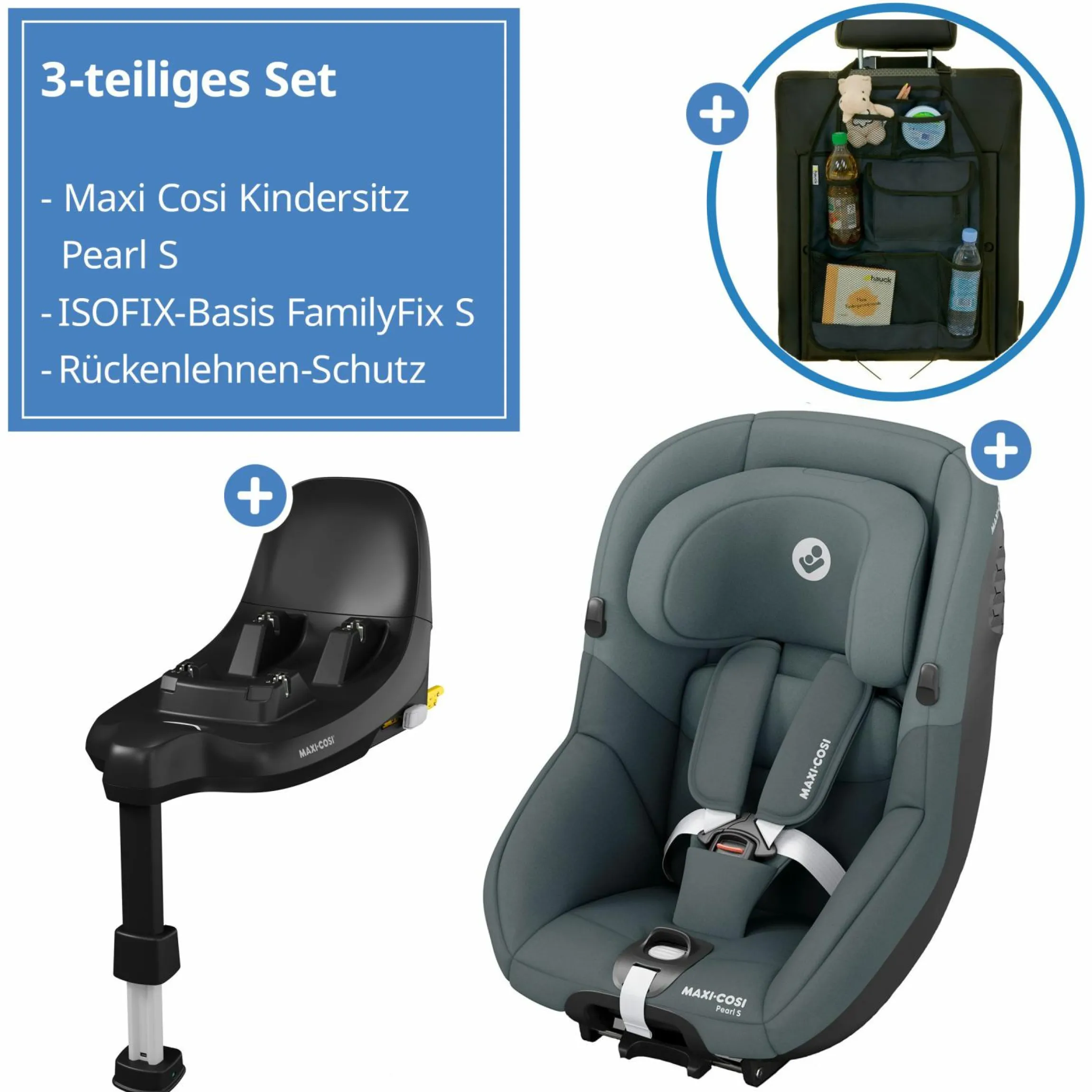 Reboarder-Kindersitz Pearl S i-Size ab 3 Monate - 4 Jahre (61 cm - 105 cm) inkl. Isofix-Basis FamilyFix S & Rückenlehnenschutz - Tonal Graphite