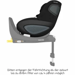 Reboarder-Kindersitz Pearl 360 ab 3 Monate - 4 Jahre (61 cm - 105 cm) 0-17,4 kg drehbar mit G-Cell-Seitenaufprallschutz - Authentic Black - Kollektion 2025