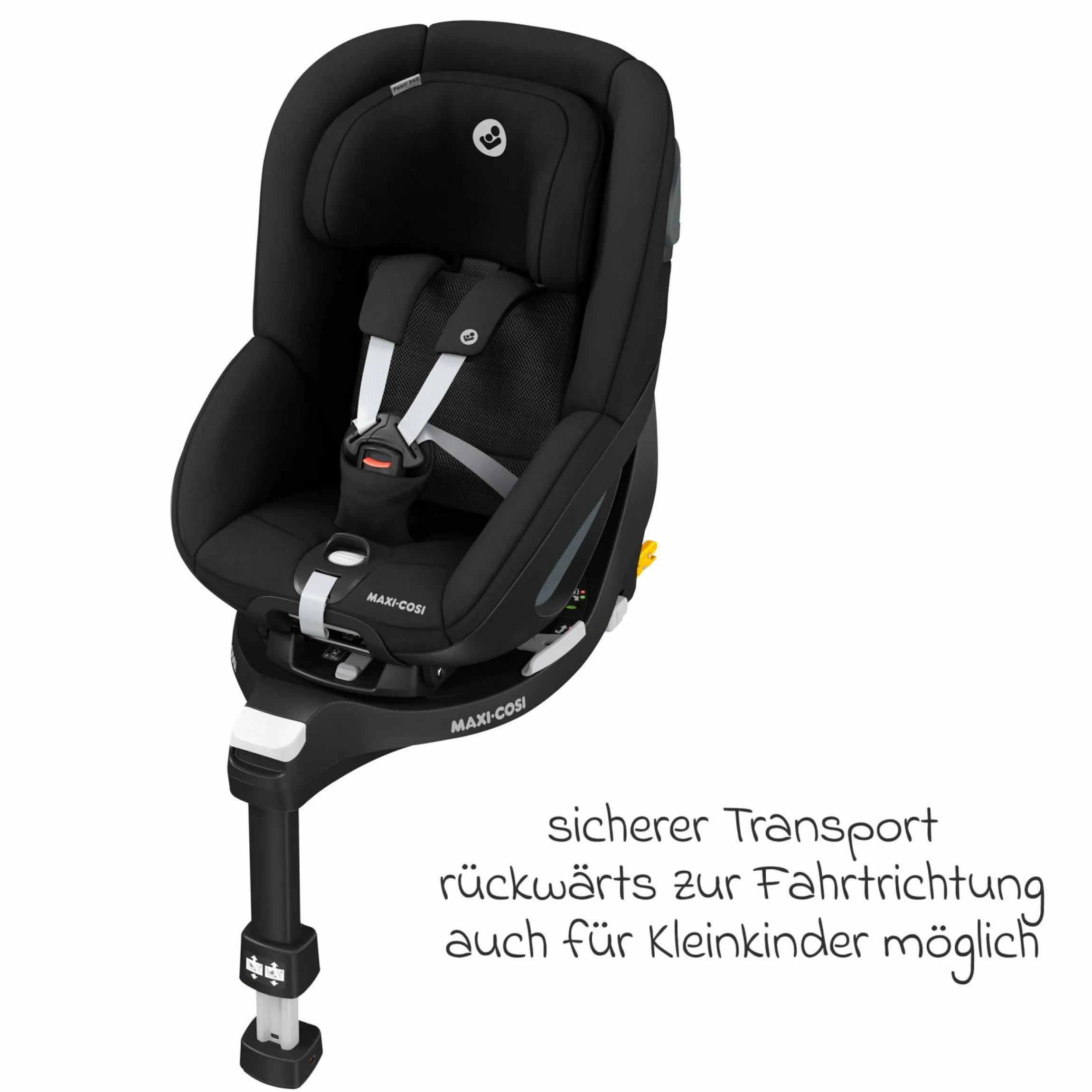 Reboarder-Kindersitz Pearl 360 ab 3 Monate - 4 Jahre (61 cm - 105 cm) 0-17,4 kg drehbar mit G-Cell-Seitenaufprallschutz - Authentic Black - Kollektion 2025