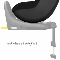 Reboarder-Kindersitz Pearl S i-Size ab 3 Monate - 4 Jahre (61 cm - 105 cm) inkl. Isofix-Basis FamilyFix S, Schutzunterlage & Schnullertasche - Tonal Black - Kollektion 2025