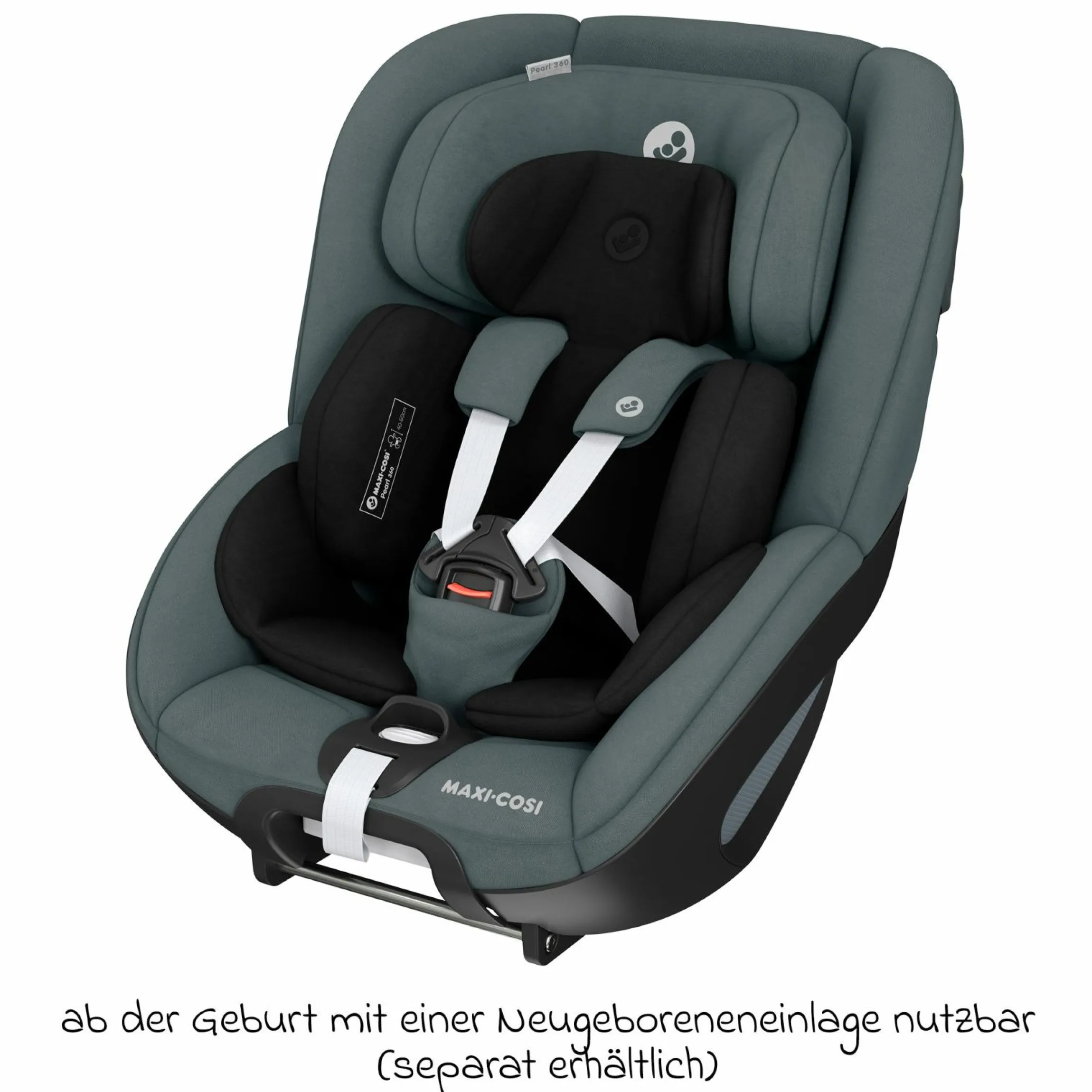 Reboarder-Kindersitz Pearl 360 ab 3 Monate - 4 Jahre (61 cm - 105 cm) 0-17,4 kg drehbar mit G-Cell-Seitenaufprallschutz - Authentic Graphite - Kollektion 2025