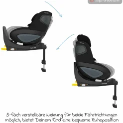 Reboarder-Kindersitz Pearl 360 ab 3 Monate - 4 Jahre (61 cm - 105 cm) 0-17,4 kg drehbar mit G-Cell-Seitenaufprallschutz - Authentic Graphite - Kollektion 2025