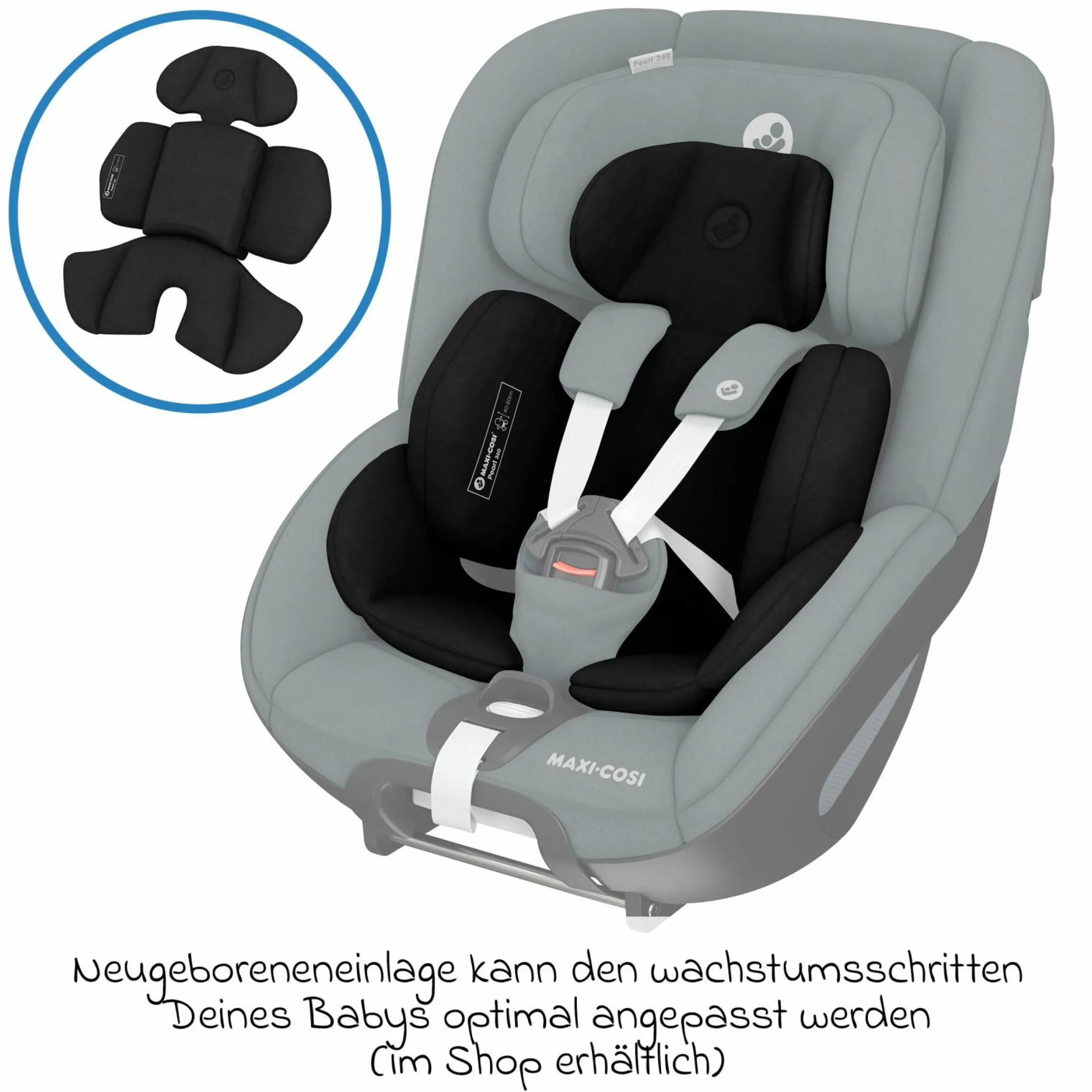 Reboarder-Kindersitz Pearl 360 ab 3 Monate - 4 Jahre (61 cm - 105 cm) 0-17,4 kg drehbar mit G-Cell-Seitenaufprallschutz - Authentic Graphite - Kollektion 2025