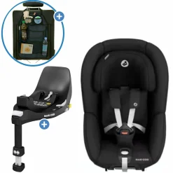 Reboarder-Kindersitz Pearl 360 drehbar ab 3 Monate - 4 Jahre (61 cm - 105 cm) 0-17,4 kg inkl. Isofix-Basis FamilyFix 360 & Rückenlehnenschutz - Authentic Black