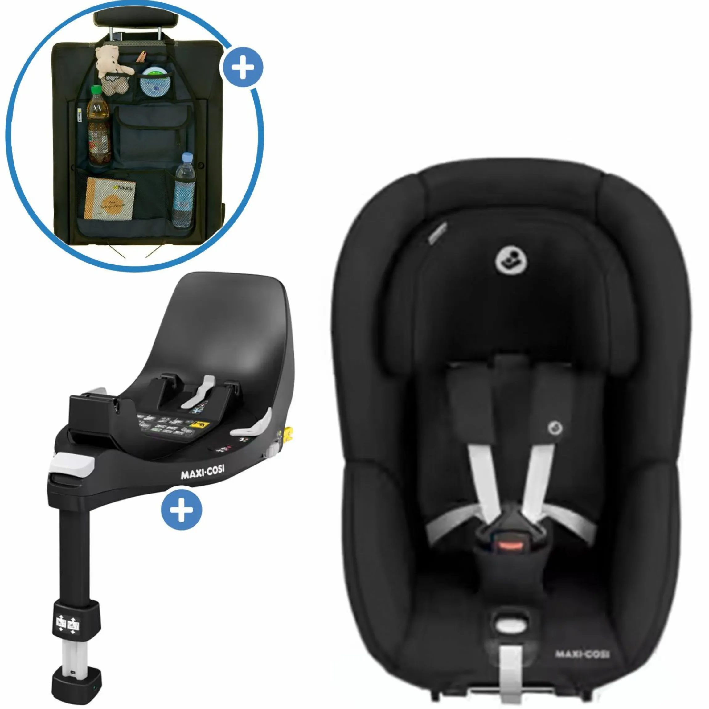 Reboarder-Kindersitz Pearl 360 drehbar ab 3 Monate - 4 Jahre (61 cm - 105 cm) 0-17,4 kg inkl. Isofix-Basis FamilyFix 360 & Rückenlehnenschutz - Authentic Black