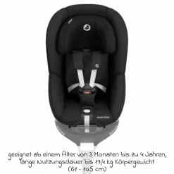 Reboarder-Kindersitz Pearl 360 drehbar ab 3 Monate - 4 Jahre (61 cm - 105 cm) 0-17,4 kg inkl. Isofix-Basis FamilyFix 360 & Rückenlehnenschutz - Authentic Black