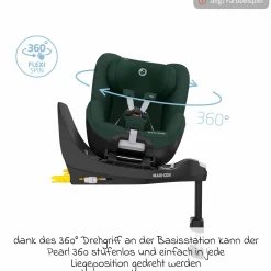 Reboarder-Kindersitz Pearl 360 drehbar ab 3 Monate - 4 Jahre (61 cm - 105 cm) 0-17,4 kg inkl. Isofix-Basis FamilyFix 360 & Rückenlehnenschutz - Authentic Black