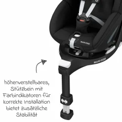 Reboarder-Kindersitz Pearl 360 drehbar ab 3 Monate - 4 Jahre (61 cm - 105 cm) 0-17,4 kg inkl. Isofix-Basis FamilyFix 360 & Rückenlehnenschutz - Authentic Black