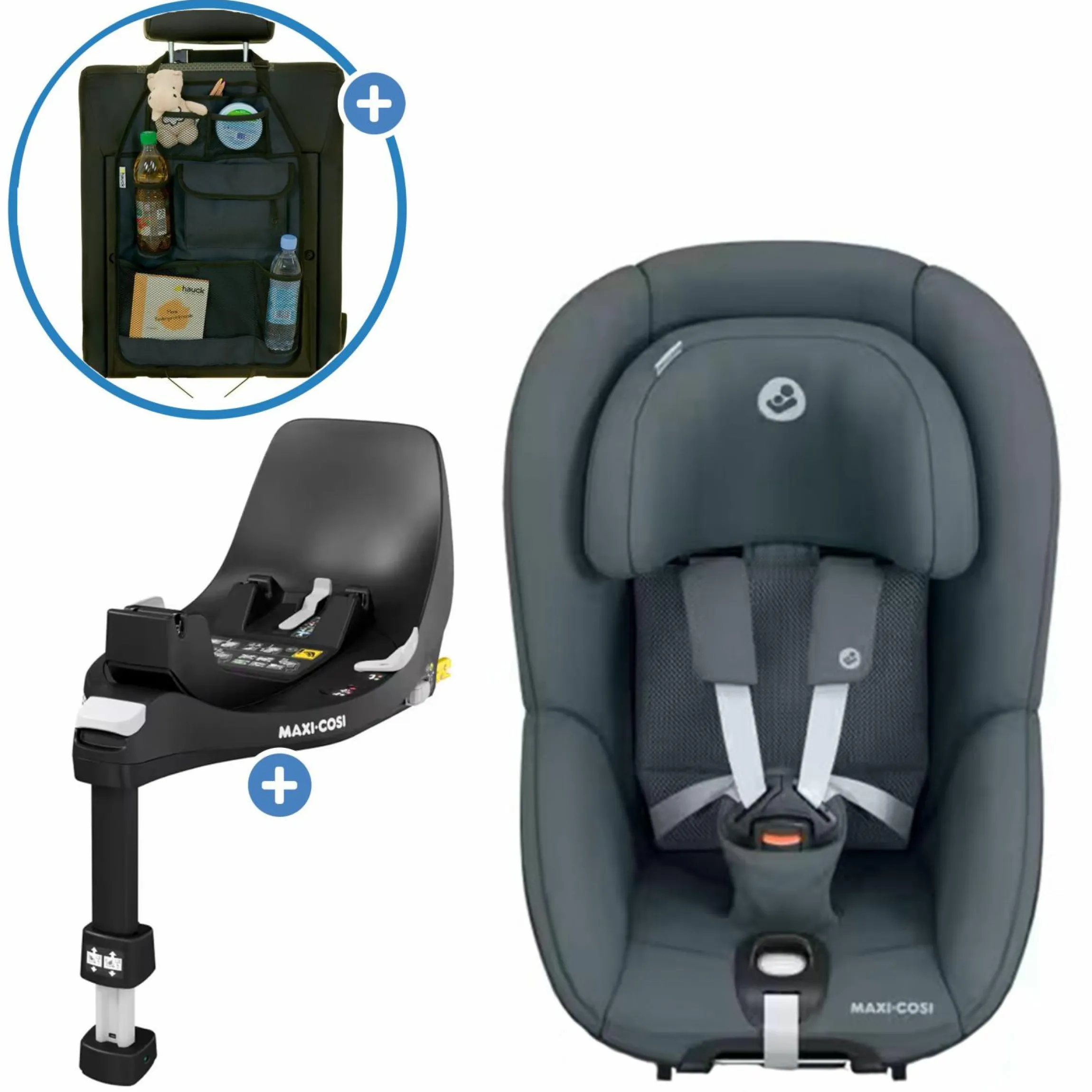 Reboarder-Kindersitz Pearl 360 drehbar ab 3 Monate - 4 Jahre (61 cm - 105 cm) 0-17,4 kg inkl. Isofix-Basis FamilyFix 360 & Rückenlehnenschutz - Authentic Graphite