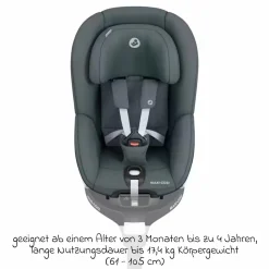 Reboarder-Kindersitz Pearl 360 drehbar ab 3 Monate - 4 Jahre (61 cm - 105 cm) 0-17,4 kg inkl. Isofix-Basis FamilyFix 360 & Rückenlehnenschutz - Authentic Graphite