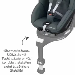 Reboarder-Kindersitz Pearl 360 drehbar ab 3 Monate - 4 Jahre (61 cm - 105 cm) 0-17,4 kg inkl. Isofix-Basis FamilyFix 360 & Rückenlehnenschutz - Authentic Graphite