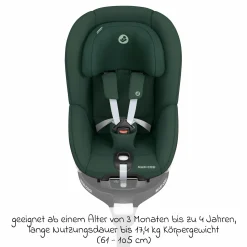Reboarder-Kindersitz Pearl 360 ab 3 Monate - 4 Jahre (61 cm - 105 cm) 0-17,4 kg drehbar mit G-Cell-Seitenaufprallschutz - Authentic Green - Kollektion 2025